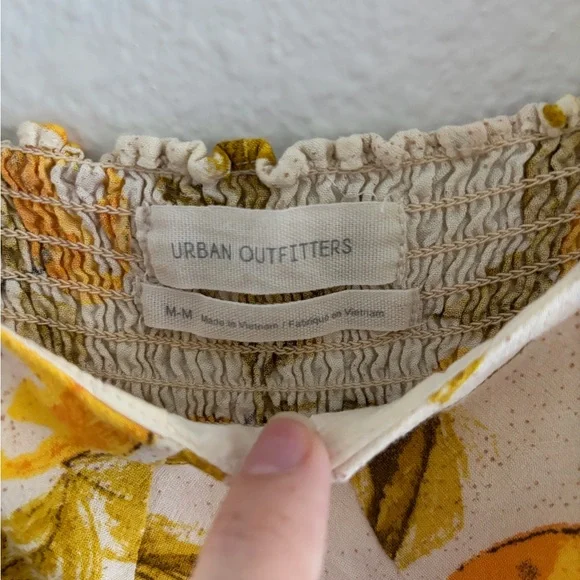 Urban Outfitters Lemon Print Tie Strap Mini Dress Size Medium - Picture 2 of 10